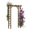 Outsunny 7' Wooden Steel Garden Arbor with Fir Wood & Side Panel for Wedding & Ceremony, Outdoor Garden Arched Trellis for Climbing Vines, Carbonized