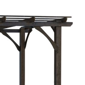 12' x 10' Outdoor Pergola, Wood Grape Gazebo for Climbing Plant Support, Garden, Patio, Backyard, Deck, Brown