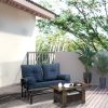 Outsunny 2-Person Glider Bench Blue with Removable Cushions Smooth Motion Sturdy Frame for Patio