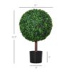 Outsunny 23.5 Inch Artificial Boxwood Ball Topiary Tree Fake Decorative Plant with Nursery Pot for Indoor Outdoor DÃ©cor