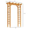 Outsunny Garden Arbor Arch Trellis 7 ft Wood with Natural Fir Side Panel for Climbing Vines Outdoor Orange