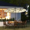 Outsunny Double-sided Patio Umbrella, 9.7' Outdoor Umbrella with Tilt and Crank, LED Solar Light and 12 Ribs, Cream White
