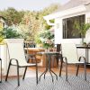 Outsunny 3 Pieces Bistro Set, Small Patio Furniture Set with Stackable Chairs and Glass Table for Backyard, Balcony, Beige