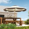 Outsunny 9FT Patio Umbrella, UPF 50+ Outdoor Market Umbrella with 8 Ribs, Vented Outdoor Table Umbrella for Deck, Backyard and Lawn, Cream White