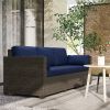 Outsunny Patio Couch PE Wicker Deep Seating Outdoor Sofa with Removable Cushions, 3 Seater Rattan Sofa, Outdoor Furniture for Balcony, Deck