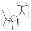 Outsunny 3 Pieces Bistro Set, Small Patio Furniture Set with Stackable Chairs and Glass Table for Backyard, Balcony, Beige