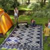 Outsunny Reversible Outdoor Rug, Waterproof Plastic Straw with Carry Bag, 9' x 18', Blue & White Rhombus Border