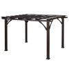 12' x 10' Outdoor Pergola, Wood Grape Gazebo for Climbing Plant Support, Garden, Patio, Backyard, Deck, Brown