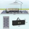 Outsunny Reversible Outdoor Rug, Waterproof Plastic Straw with Carry Bag, 9' x 18', Blue & White Rhombus Border