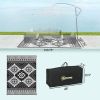 Outsunny Reversible Outdoor Rug, Waterproof Plastic Straw with Carry Bag, 9' x 12', White & Black Toothed Rhombus