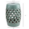 Outsunny Ceramic Knotted Garden Stool, Antique Blue Side Table, Elegant Design for Outdoor Spaces