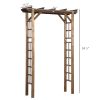 Outsunny 7' Wooden Steel Garden Arbor with Fir Wood & Side Panel for Wedding & Ceremony, Outdoor Garden Arched Trellis for Climbing Vines, Carbonized